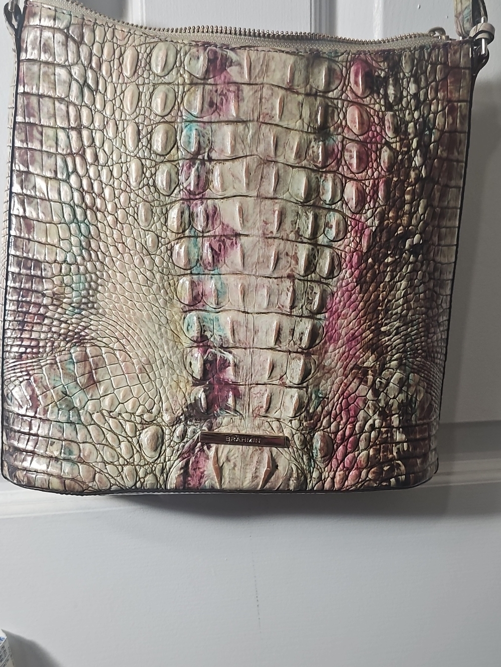 Brahmin Iridescent Multicolor Croc-Embossed Crossbody Bag
